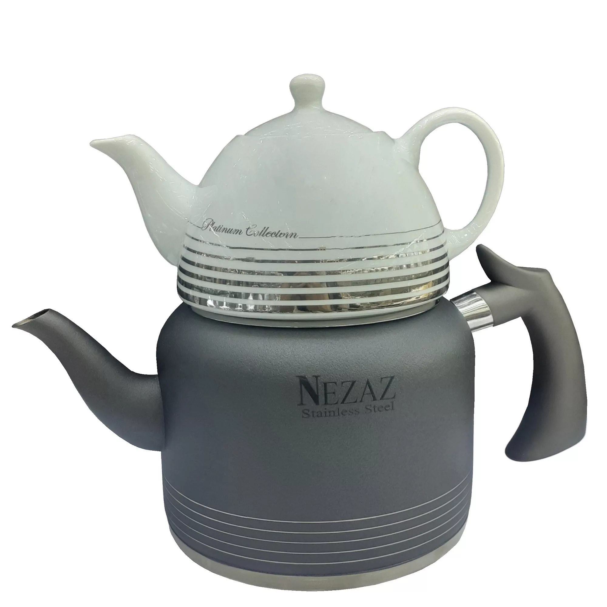 ست کتری و قوری نزاز مدل لوله دار طرح رنگی