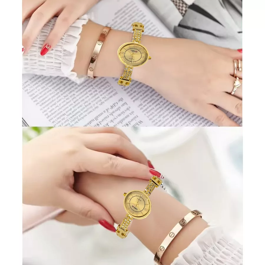 ساعت مچی عقربه ای زنانه مدل لوکس نگین دار کد HT4U1