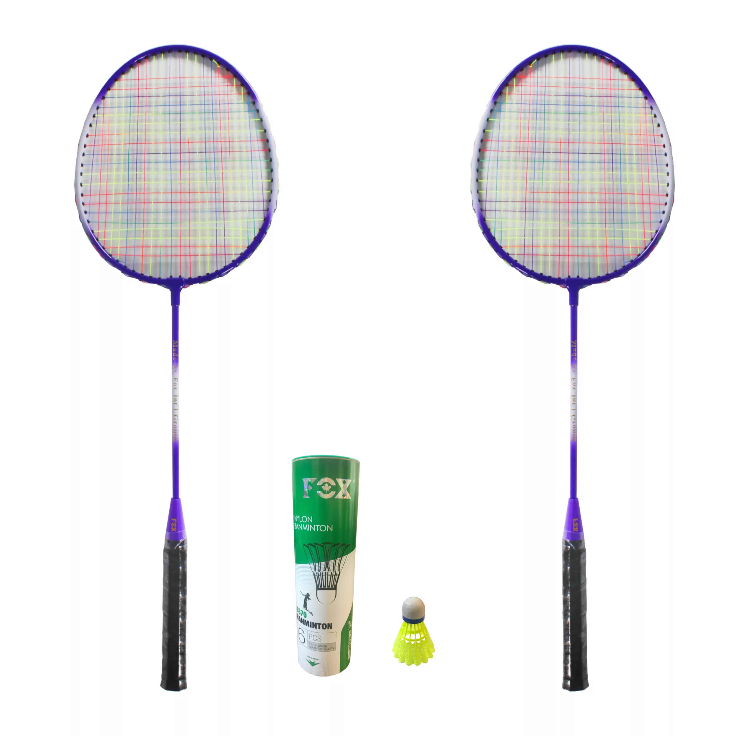 راکت بدمینتون فاکس مدل سوپر پاور بسته 2 عددی به همراه توپ بدمینتون فاکس مدل B307 بسته 6 عددی