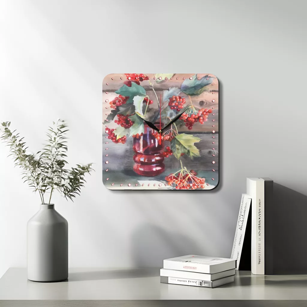 ساعت دیواری مدل 1032 طرح گلدان انگور فرنگی
