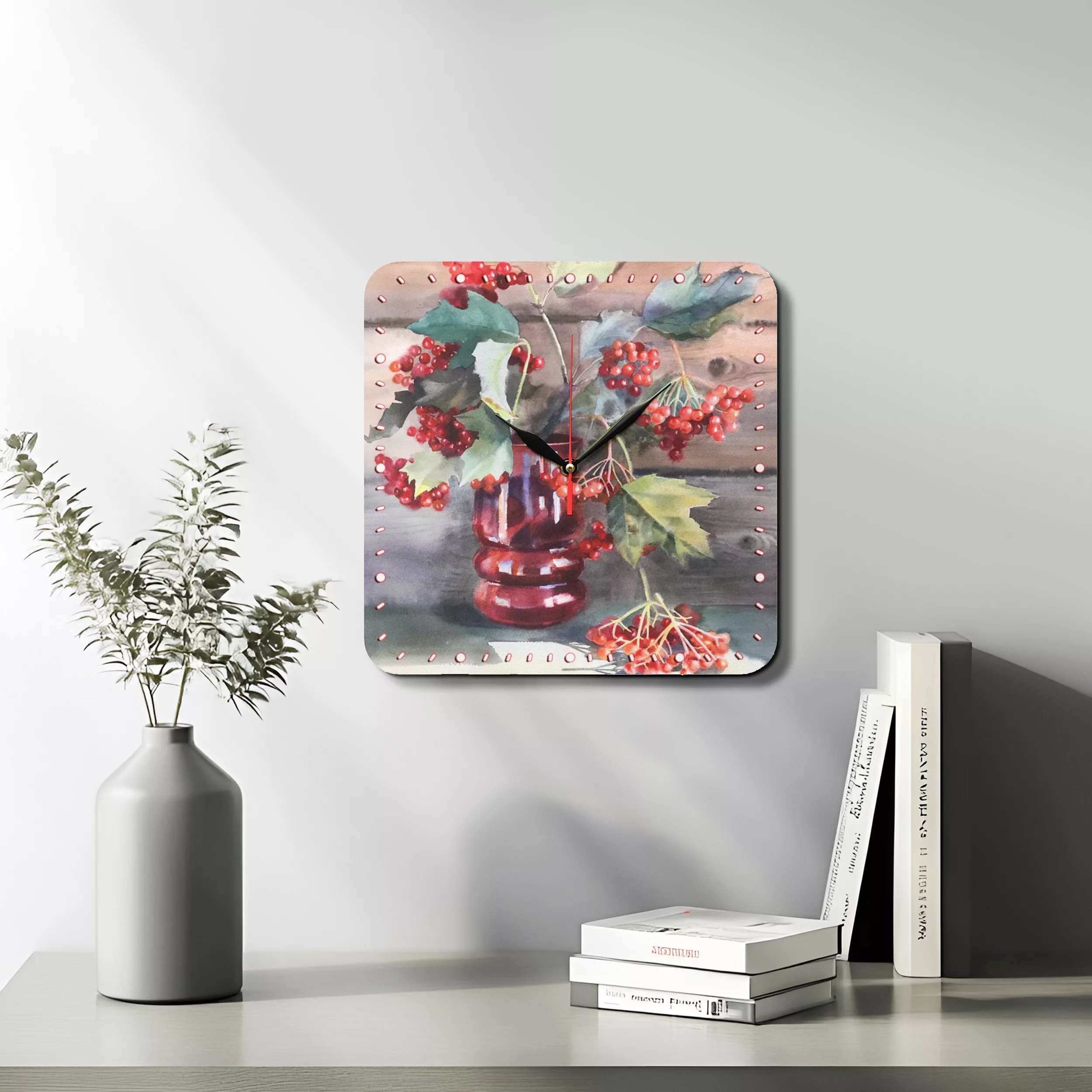 ساعت دیواری مدل 1032 طرح گلدان انگور فرنگی