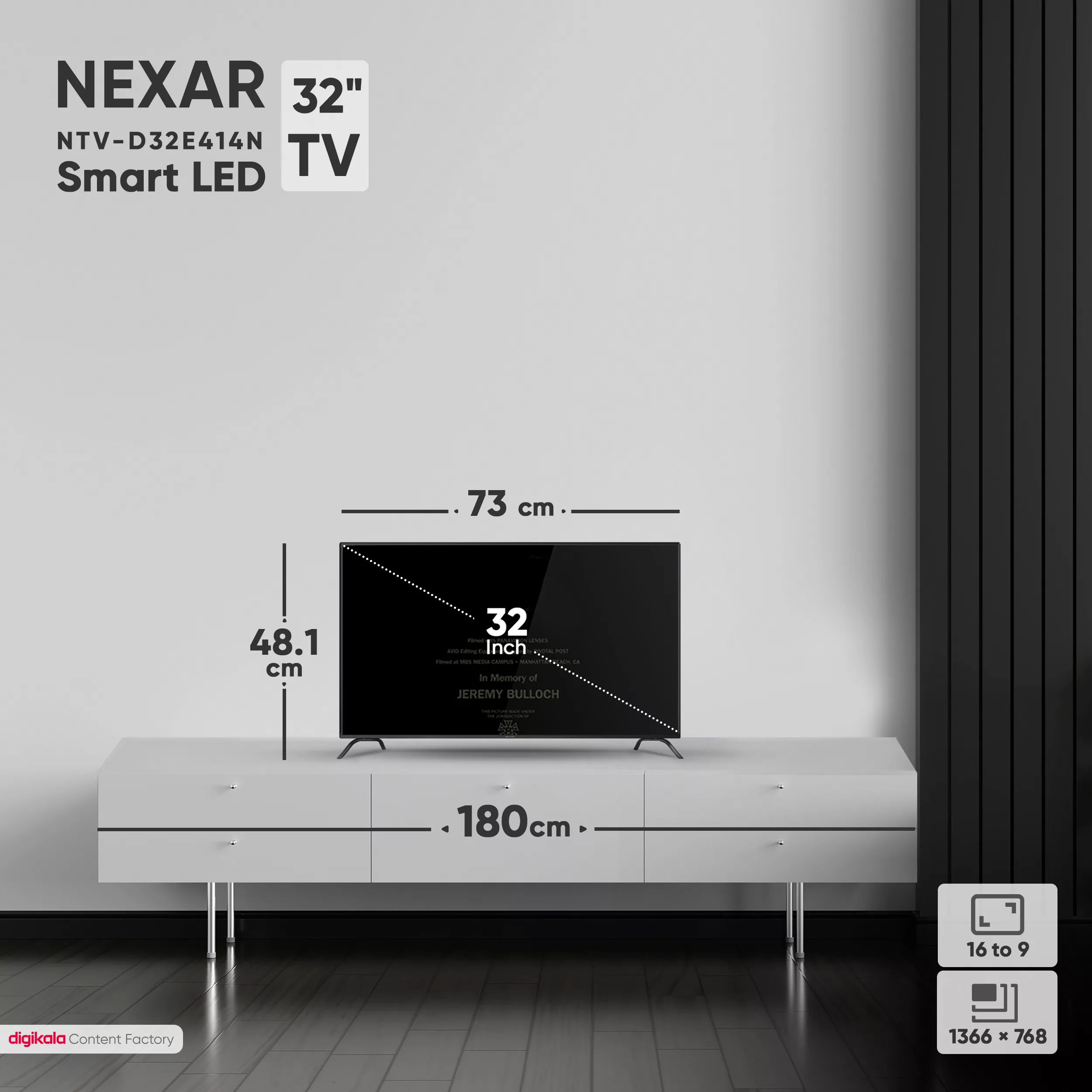 تلویزیون ال ای دی نکسار مدل NTV-D32E414N سایز 32 اینچ