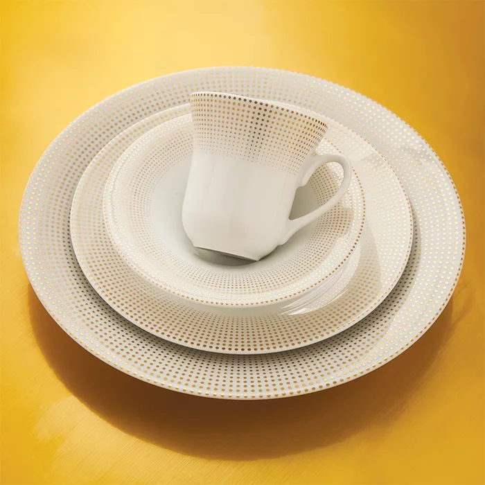 سرویس غذاخوری چینی والندورفر 108 پارچه مدل شهرزاد مریدین طلائی A+