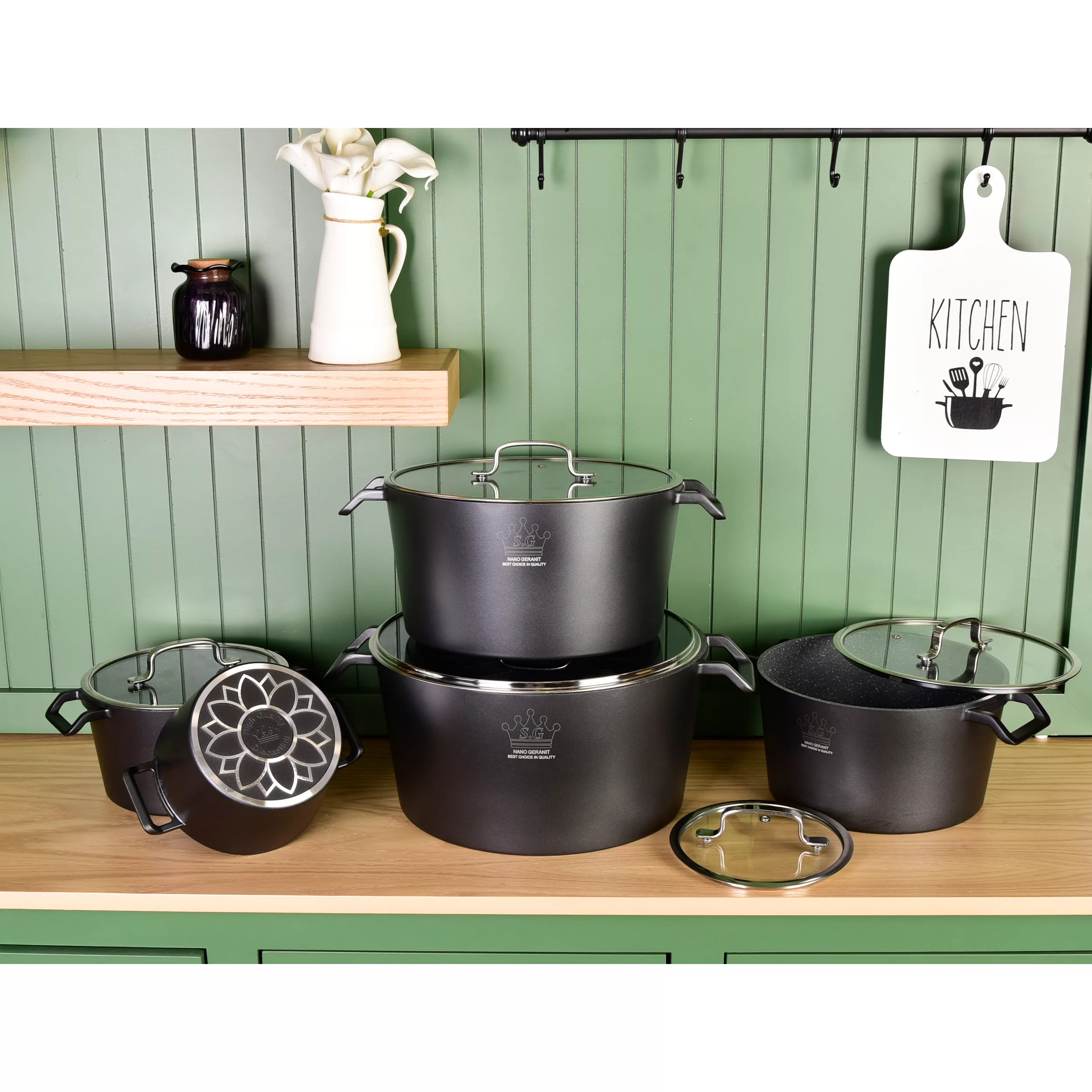 سرویس قابلمه و تابه گرانیتی 16 پارچه اس جی مدل AKA