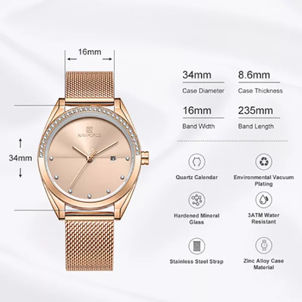 ساعت مچی عقربه ای زنانه نیوی فورس مدل NF5015L - RZ