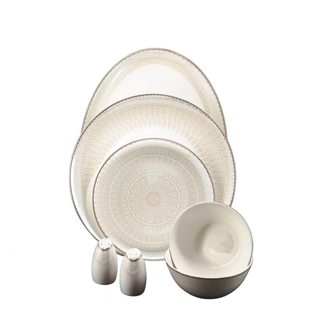 سرويس غذاخوری 28 پارچه دینوا ساینا مدل 19152 لوستر زنجیر طلا