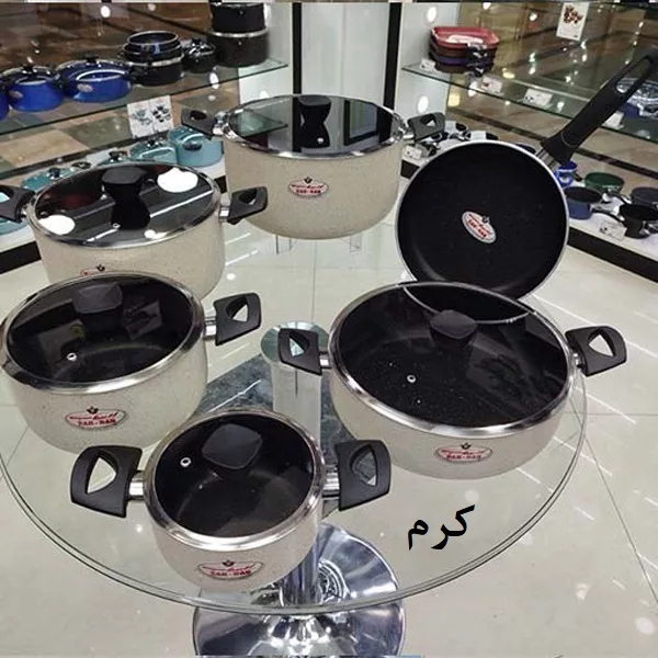 سرویس قابلمه و تابه گرانیتی 11 پارچه زرساب مدل فلورا FL-7900