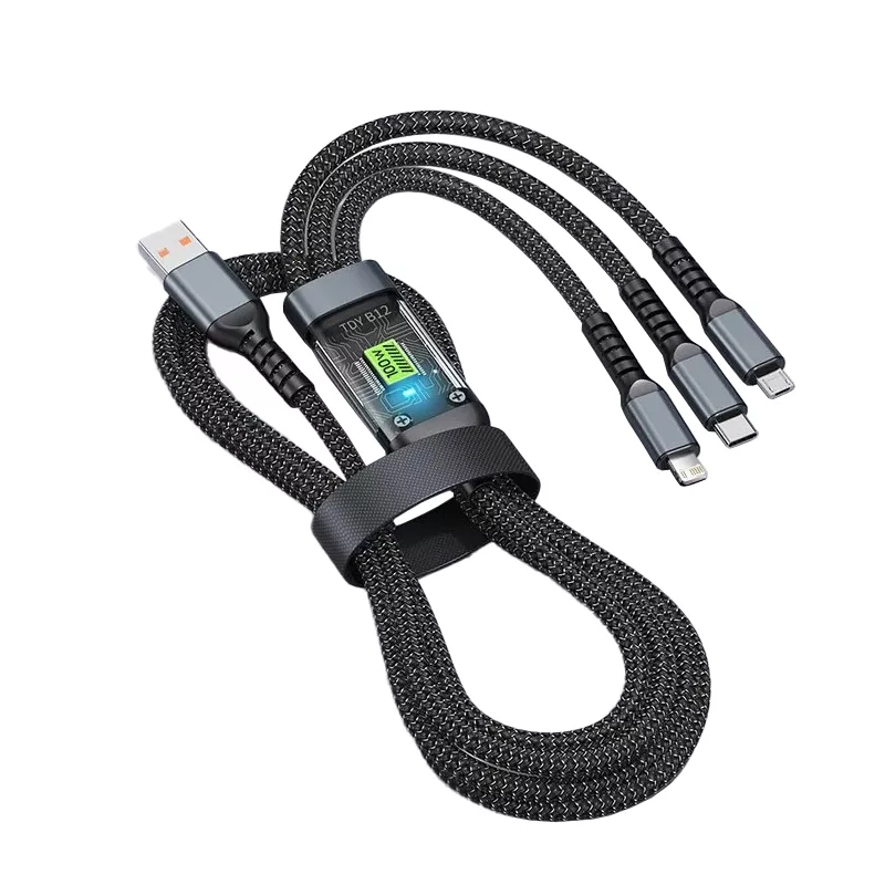کابل تبدیل USB به microUSB / USB-C / لایتنینگ توزو مدل 3IN1 100W طول 1.2 متر