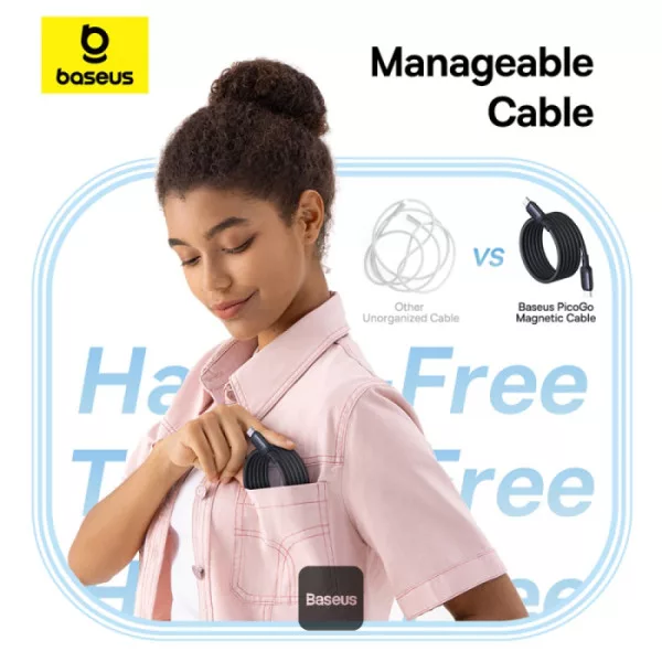 کابل USB-C بیسوس مدل PicoGo Magnetic 240W طول 1 متر