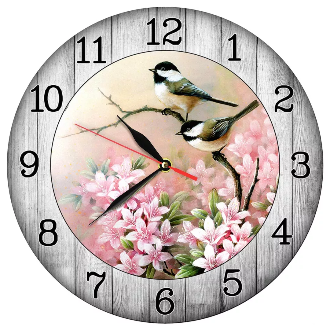 ساعت دیواری کوارتز طرح پرنده و گل کد 1447E