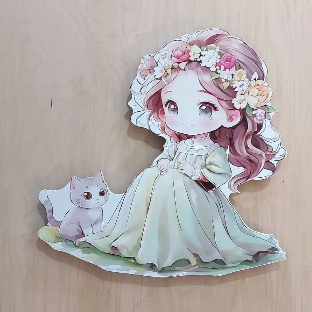 چراغ خواب اتاق کودک مدل دختر و گربه LU050