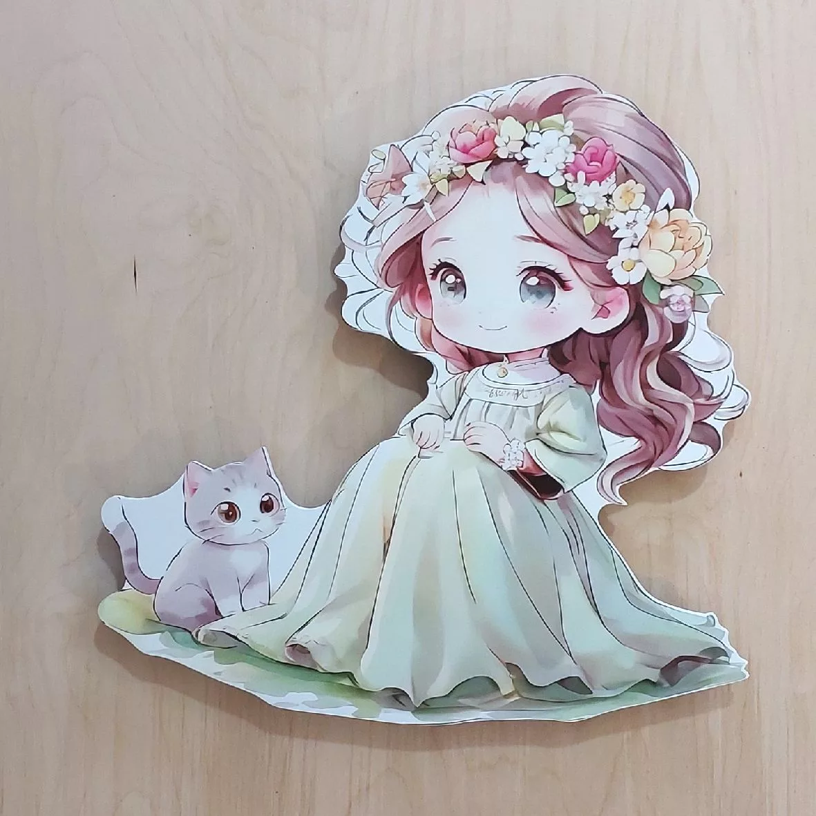 چراغ خواب اتاق کودک مدل دختر و گربه LU050