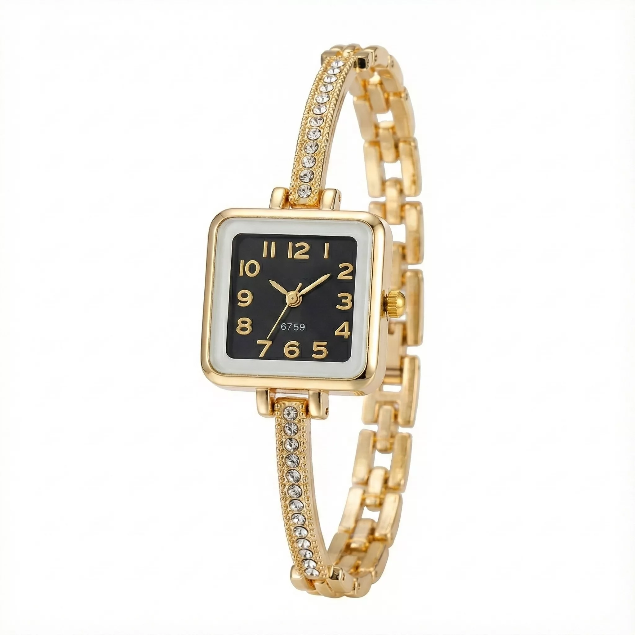 ساعت مچی عقربه‌ای کوارتز زنانه مدل لوکس بند زنجیری قفل دستبندی کد ۱۱