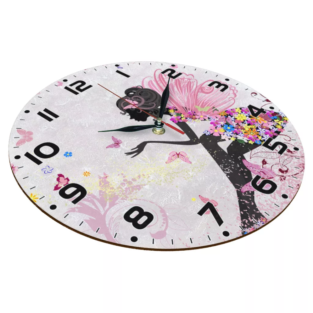 ساعت دیواری طرح پری گل و پروانه کد 1197