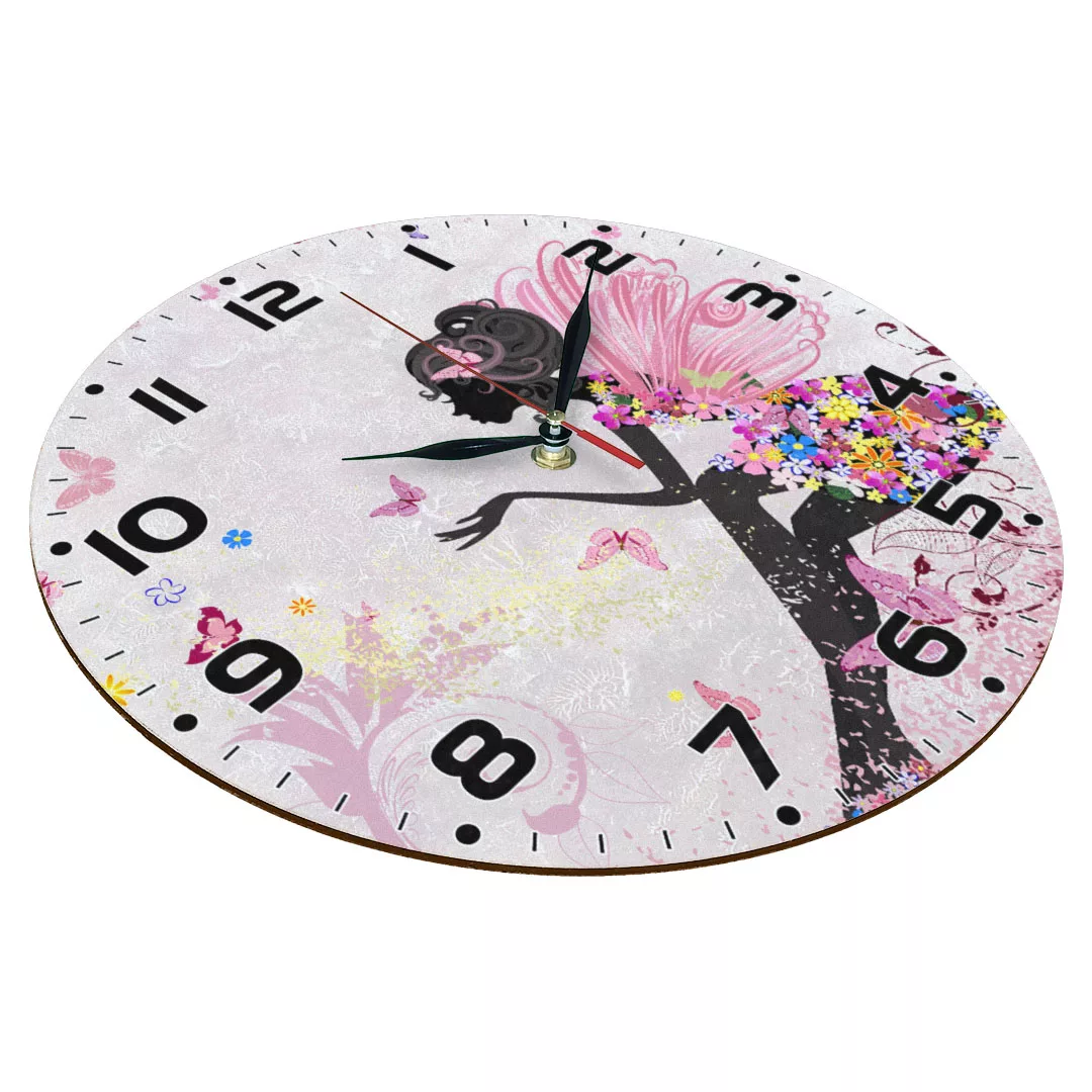 ساعت دیواری طرح پری گل و پروانه کد 1197