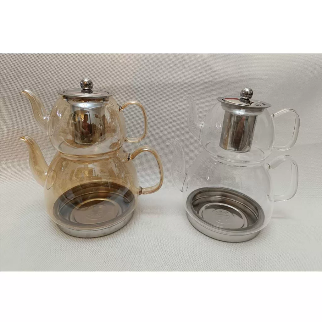 ست کتری و قوری مدل شیشه ای کد ۹ گنجایش کتری 1.5 لیتر و گنجایش قوری 0.50 لیتر