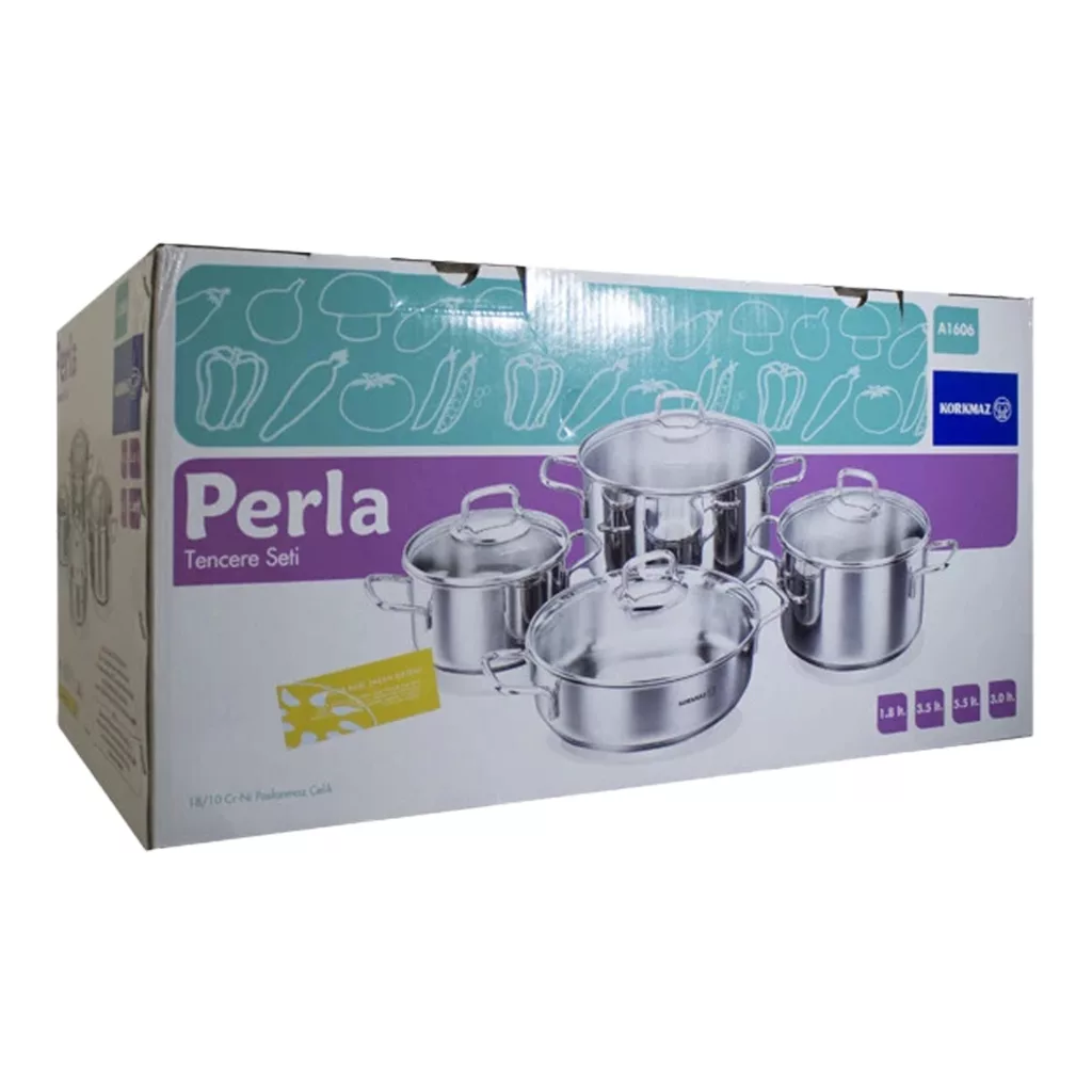سرویس قابلمه تابه استیل 8 پارچه کرکماز طرح Perla کد A1606