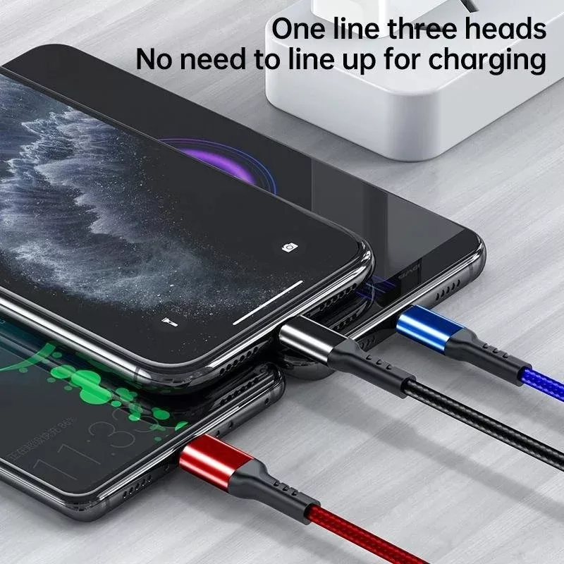 کابل تبدیل USB به لایتنینگ/USB-C/microUSB اوی مدل CL-971 طول 1.2 متر