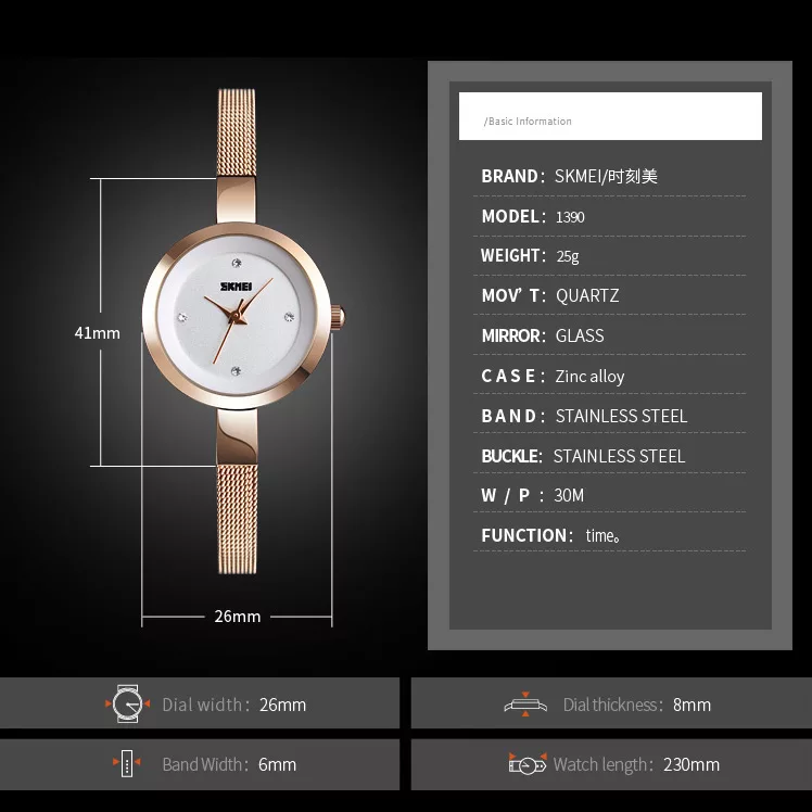 ساعت مچی عقربه ای زنانه اسکمی مدل 1390RG