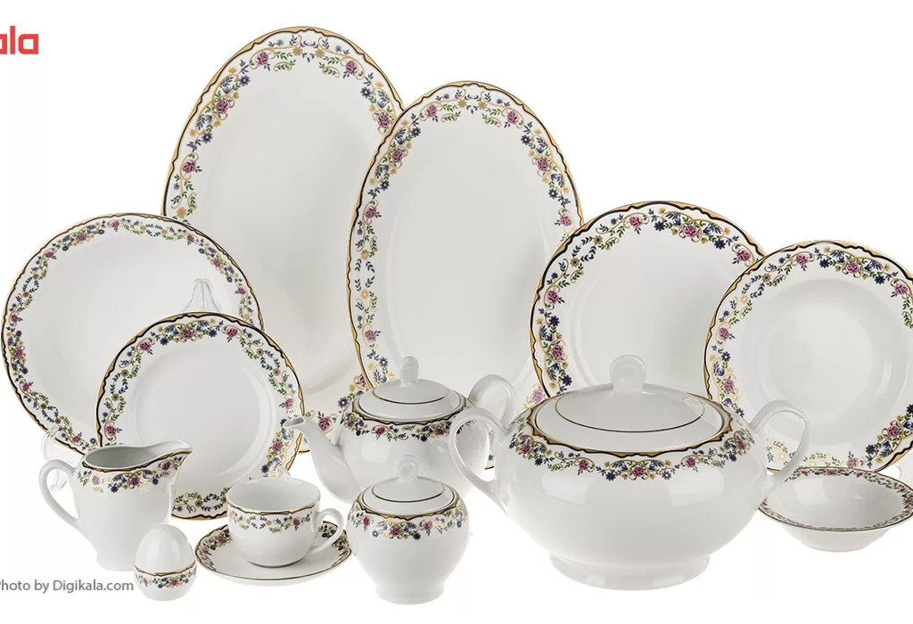 سرویس غذاخوری 102 پارچه چینی زرین ایران سری ایتالیا اف مدل Golestan درجه یک