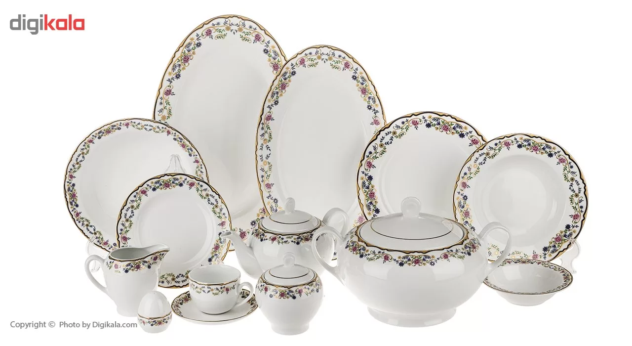 سرویس غذاخوری 102 پارچه چینی زرین ایران سری ایتالیا اف مدل Golestan درجه یک