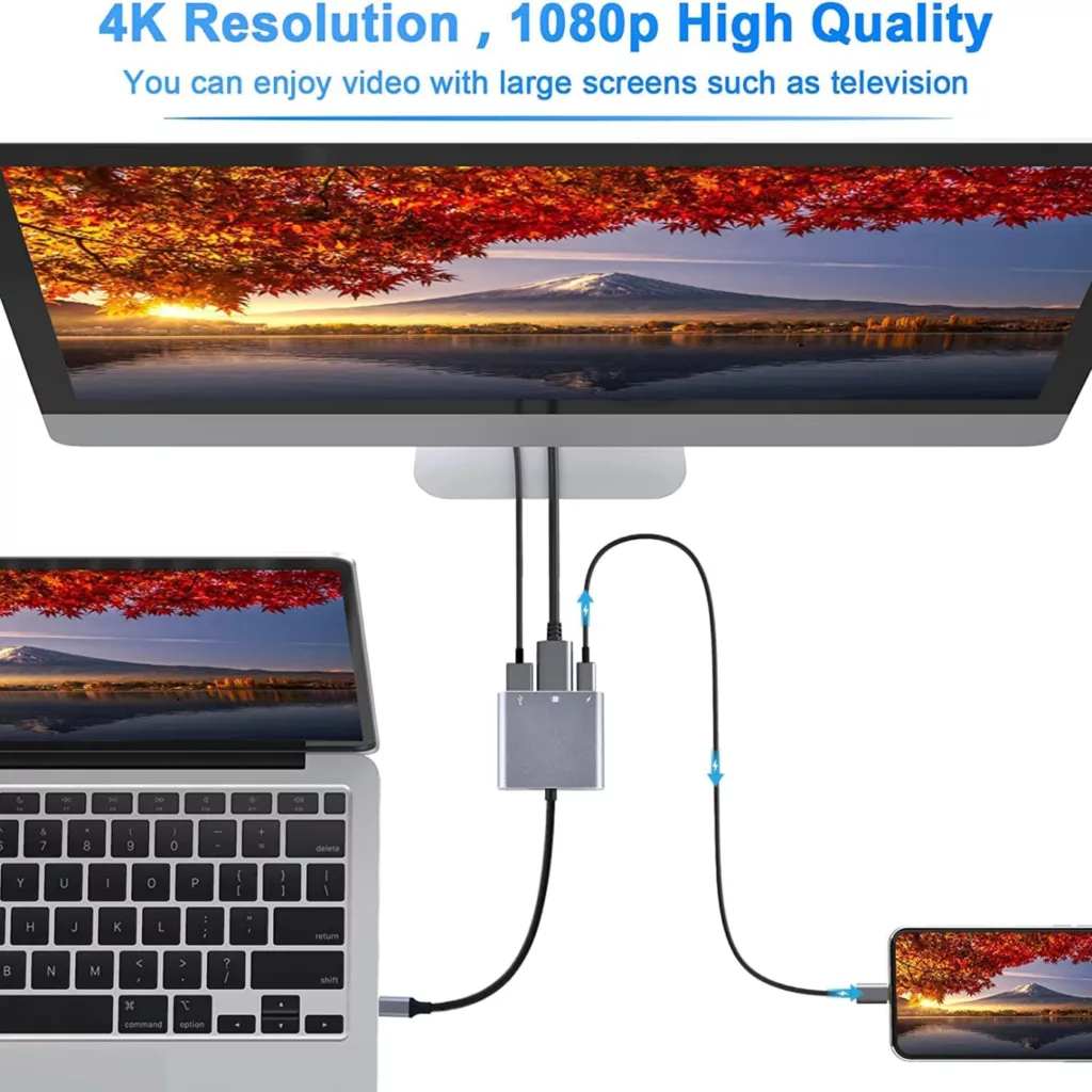 مبدل USB-C به USB-C / USB 3.0 / HDMI 4K  مدل Adapter 3 in1