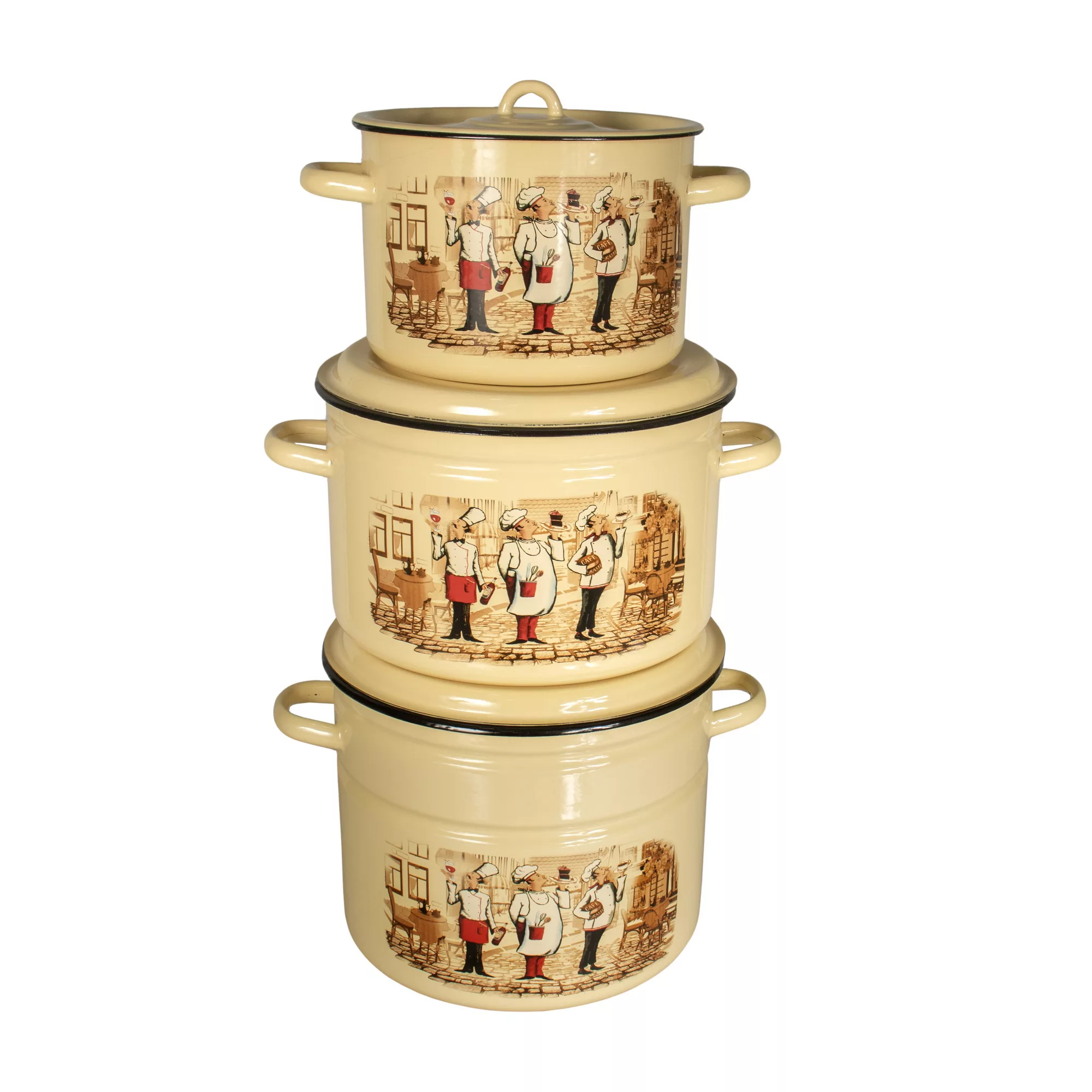 سرویس قابلمه لعابی 6 پارچه طرح سرآشپز کد 310203