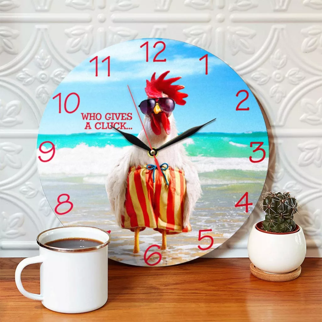 ساعت دیواری طرح خروس در ساحل دریا کد 1386