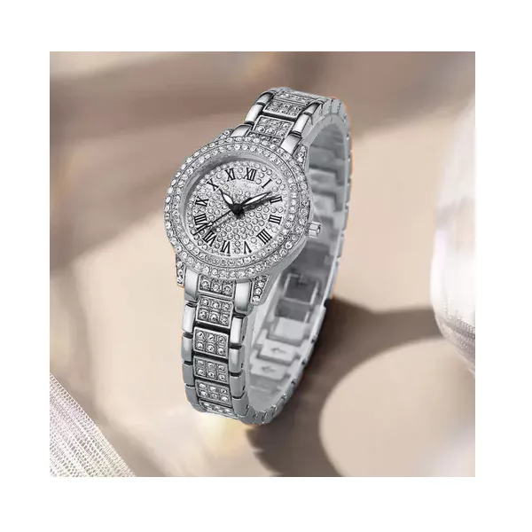 ساعت مچی عقربه ای زنانه مدل فول نگین لوکس کد 1