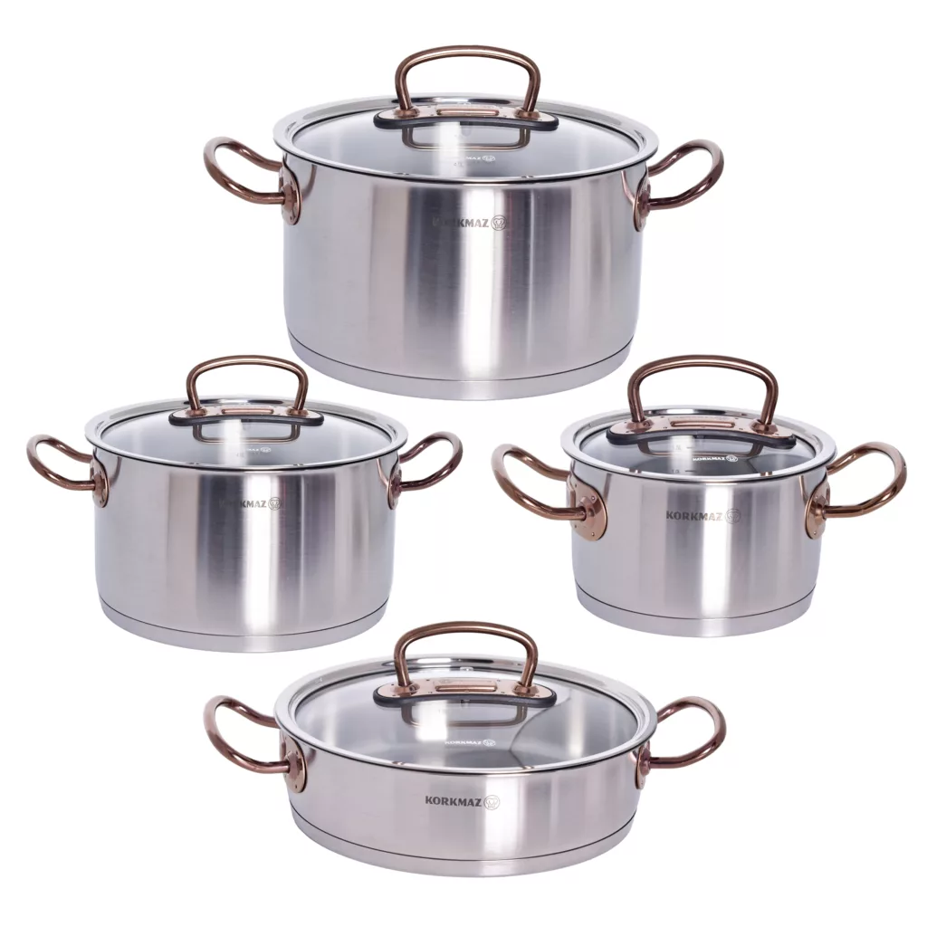 سرویس قابلمه و تابه استیل 8 پارچه کرکماز مدل proline کد 1149