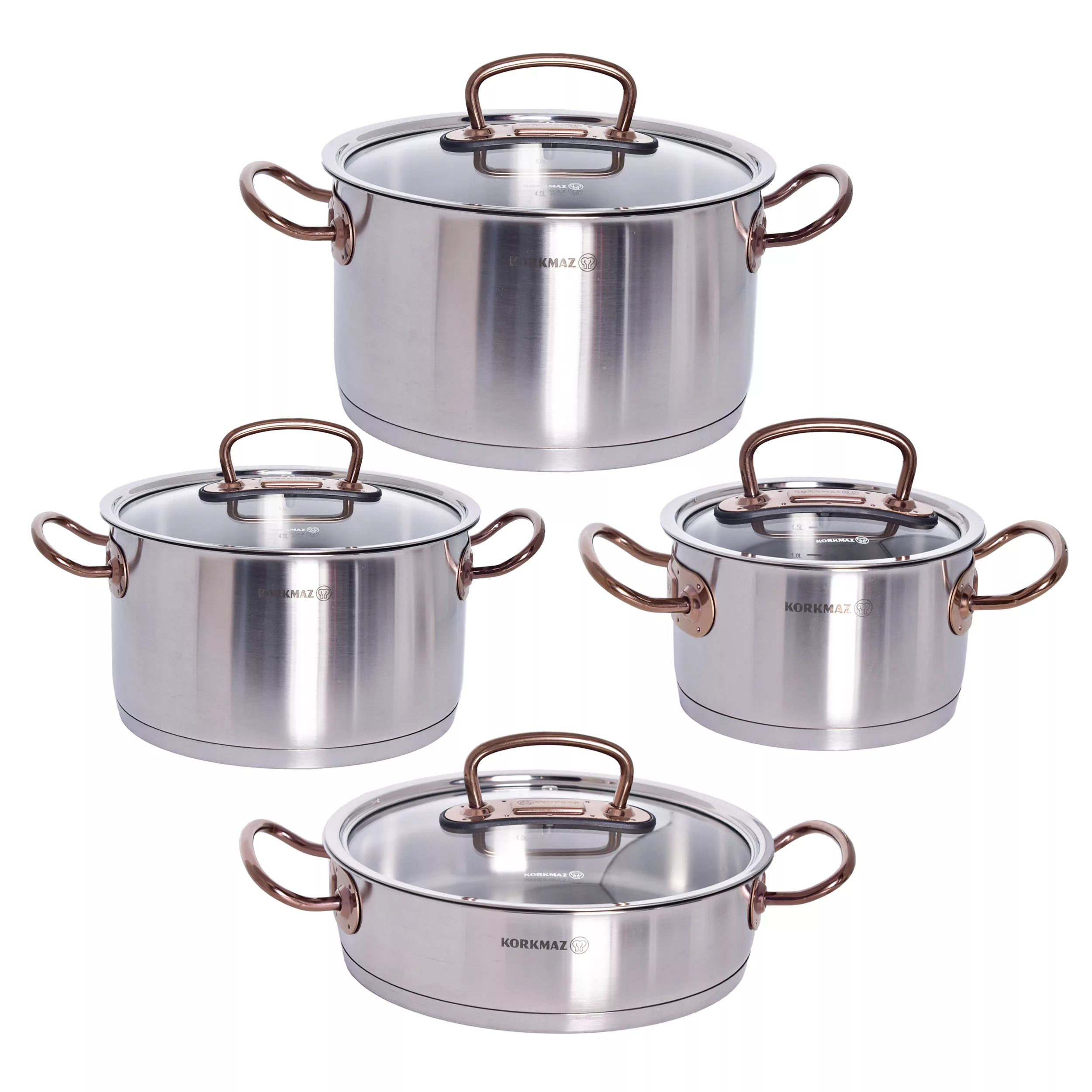 سرویس قابلمه و تابه استیل 8 پارچه کرکماز مدل proline کد 1149