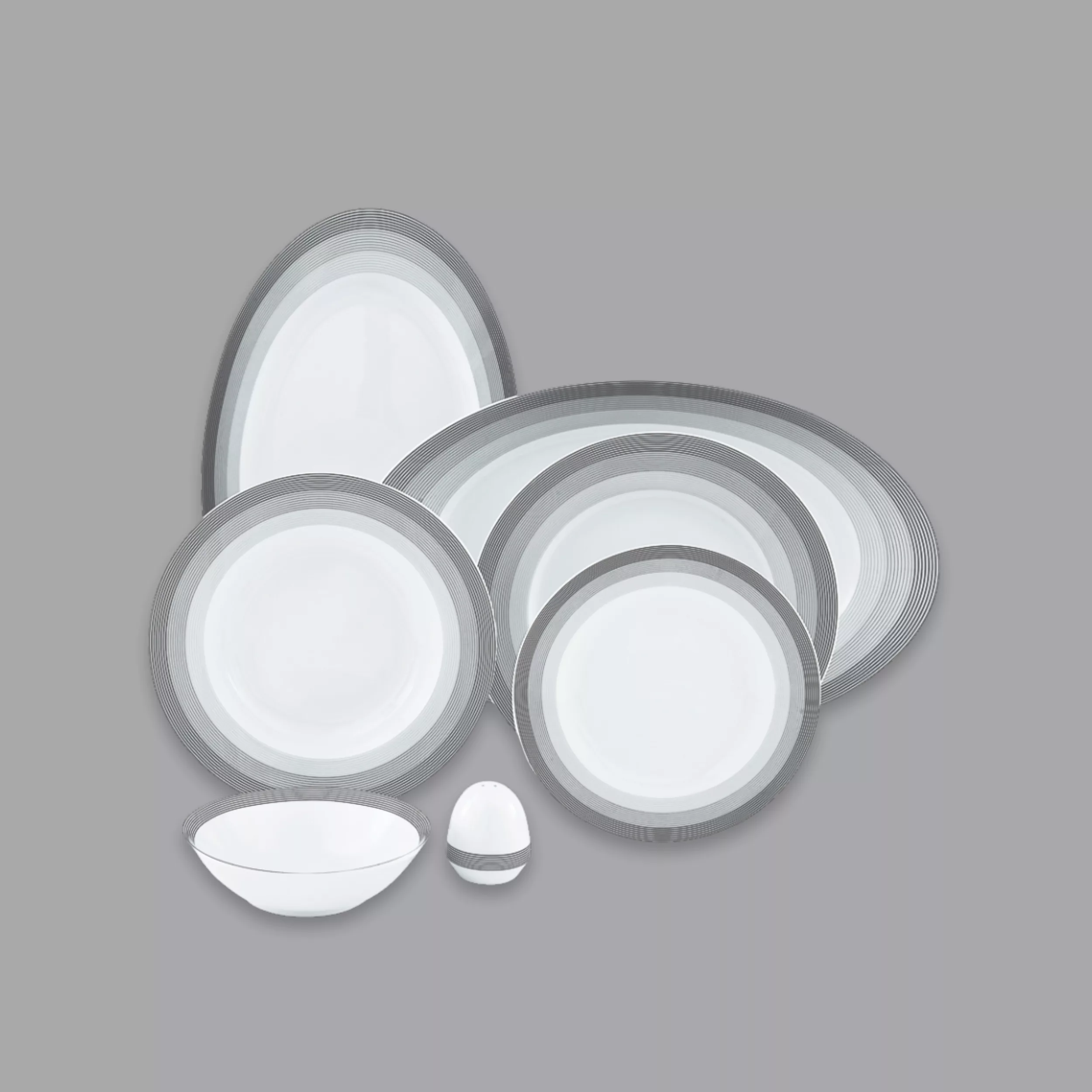 سرویس غذاخوری 28 پارچه 6 نفر چینی زرین ایران مدل Silver Liner Top Grade