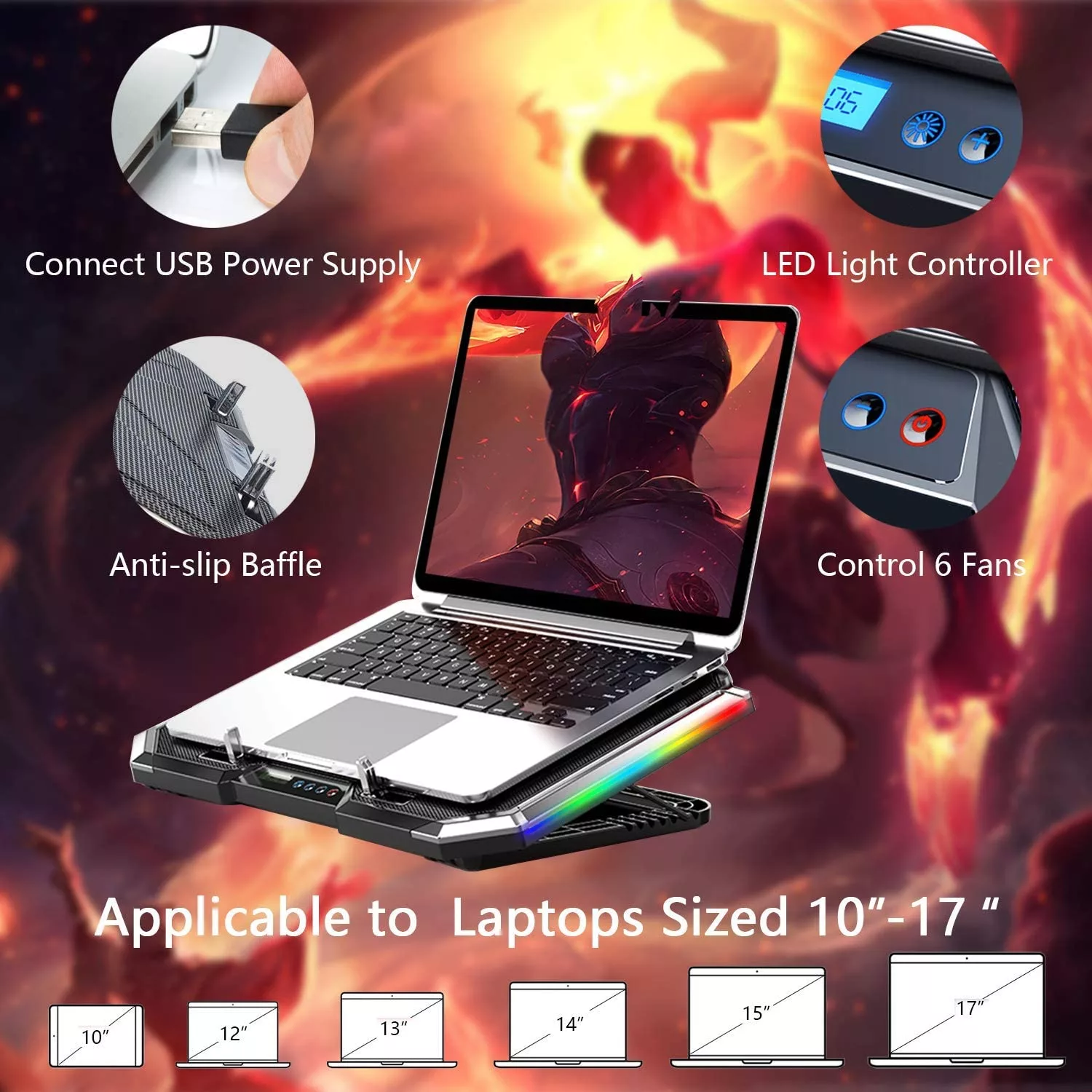 پایه خنک کننده  لپ تاپ مدل Q8-RGB