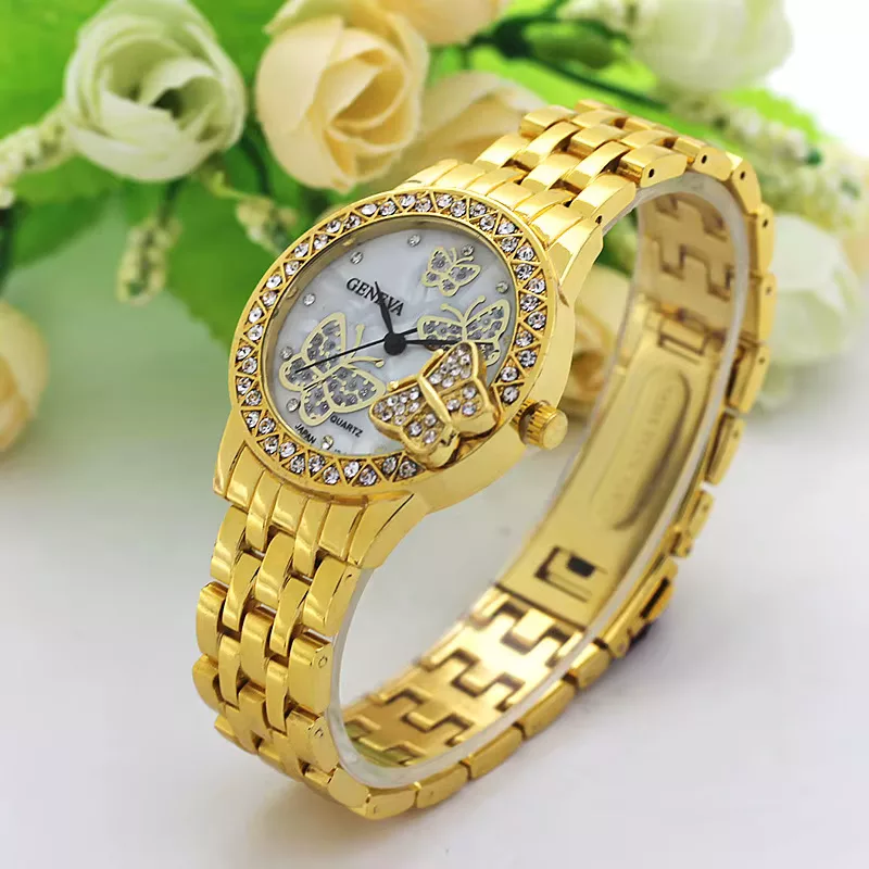 ساعت مچی عقربه ای زنانه مدل پروانه فول نگین کد LOX-TA1