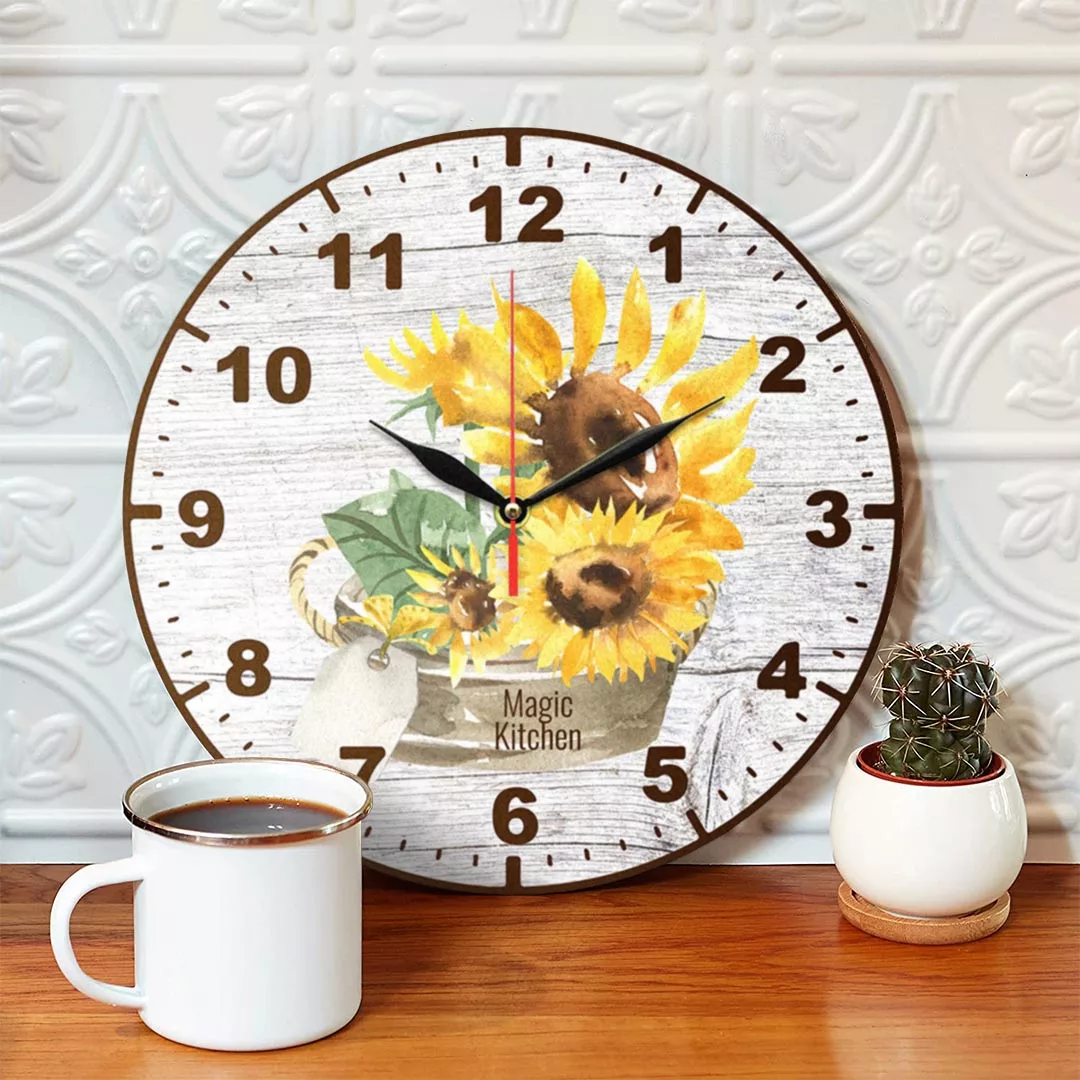 ساعت دیواری طرح گل آفتابگردان کد 1379