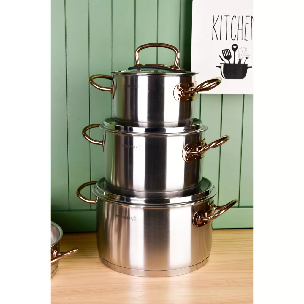 سرویس قابلمه و تابه استیل 8 پارچه کرکماز مدل proline کد 1149