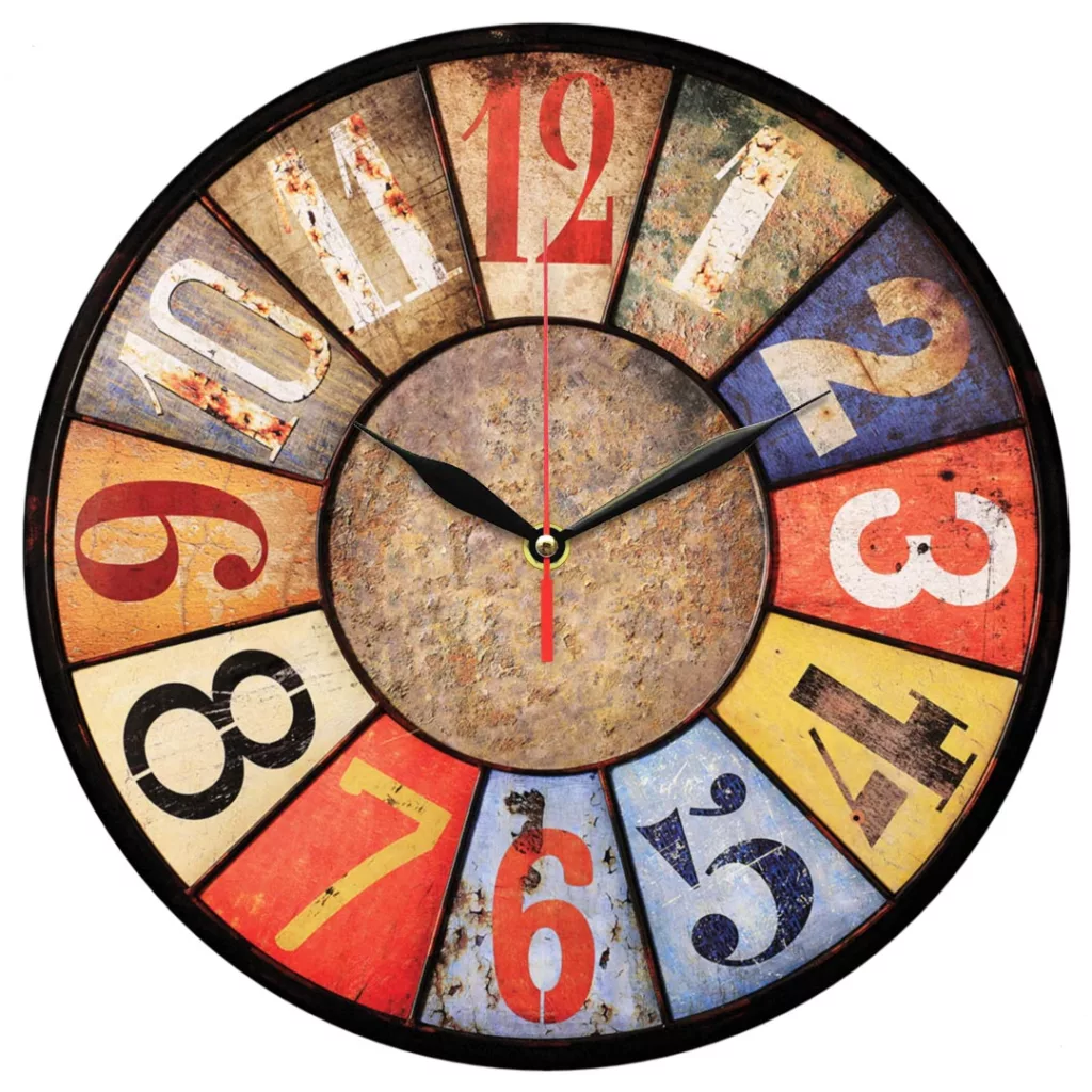 ساعت دیواری طرح آنتیک رنگارنگ کد 1089B