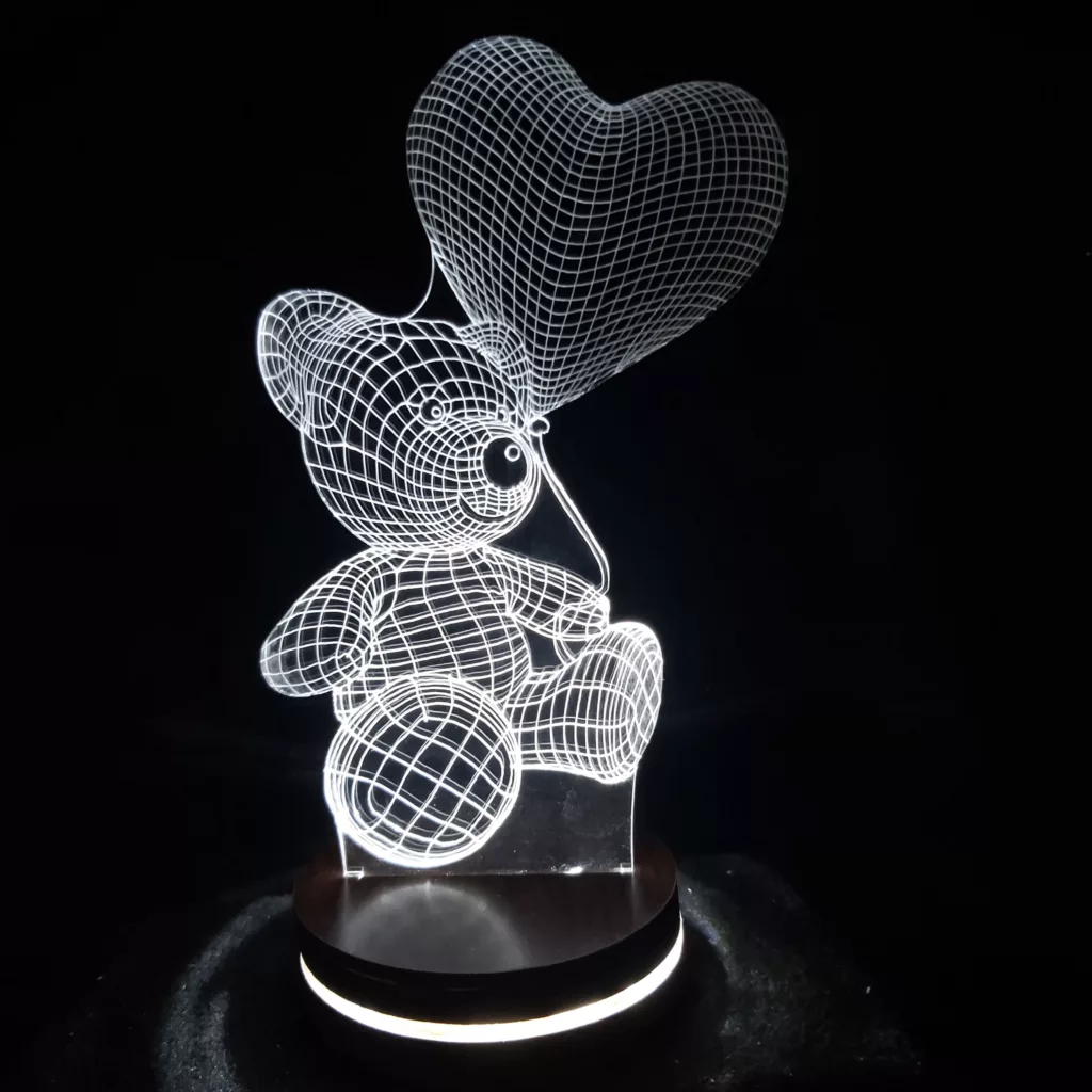 چراغ خواب کودک مدل بالبینگ سه بعدی خرس تک قلب کد 1535