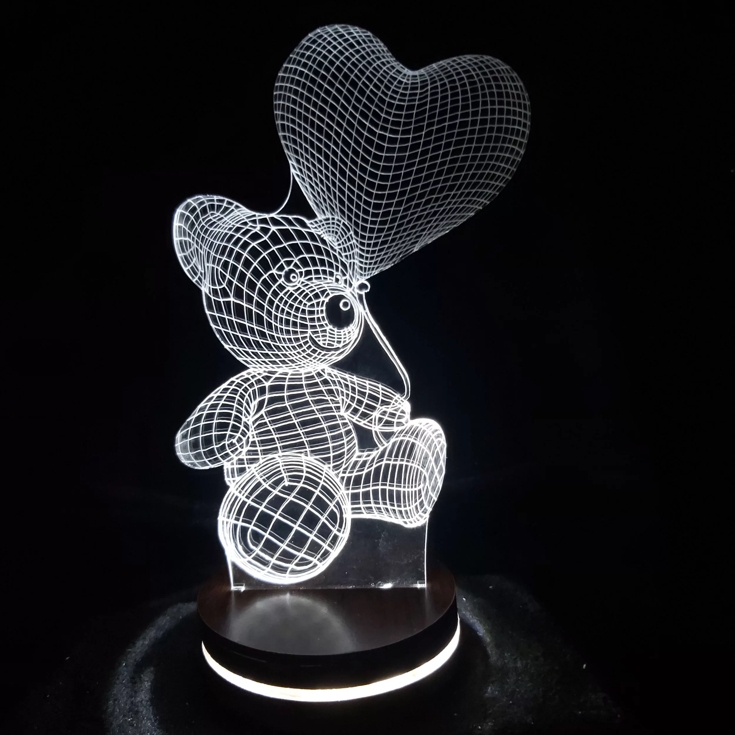 چراغ خواب کودک مدل بالبینگ سه بعدی خرس تک قلب کد 1535