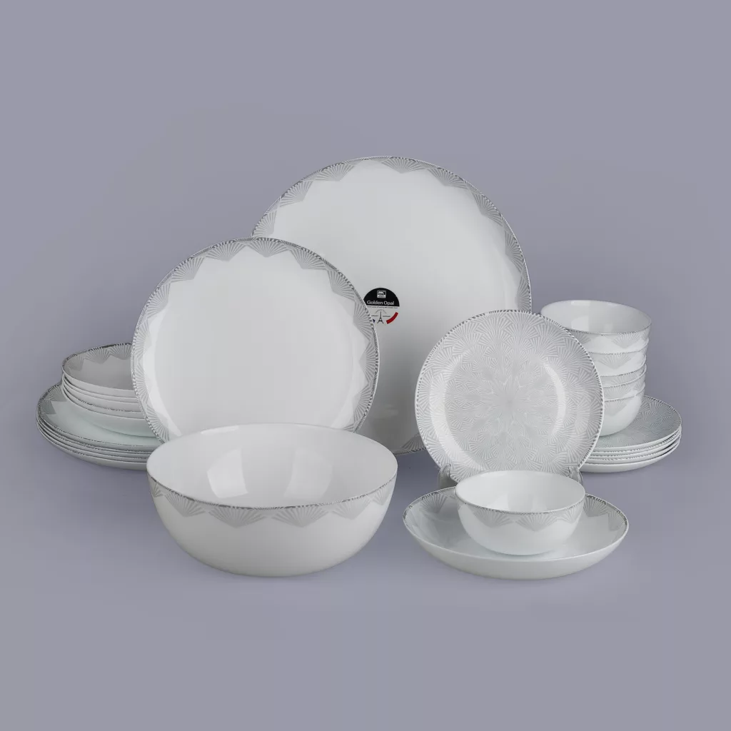 سرویس غذاخوری 26 پارچه 6 نفره گلدن اوپال مدل دیوالی طرح آنجل