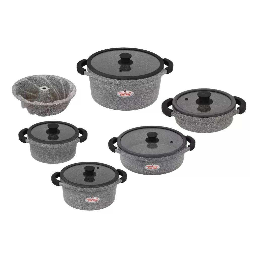 سرویس قابلمه و تابه گرانیت 11 پارچه زرساب مدل مونارک پلاس کد MP8500