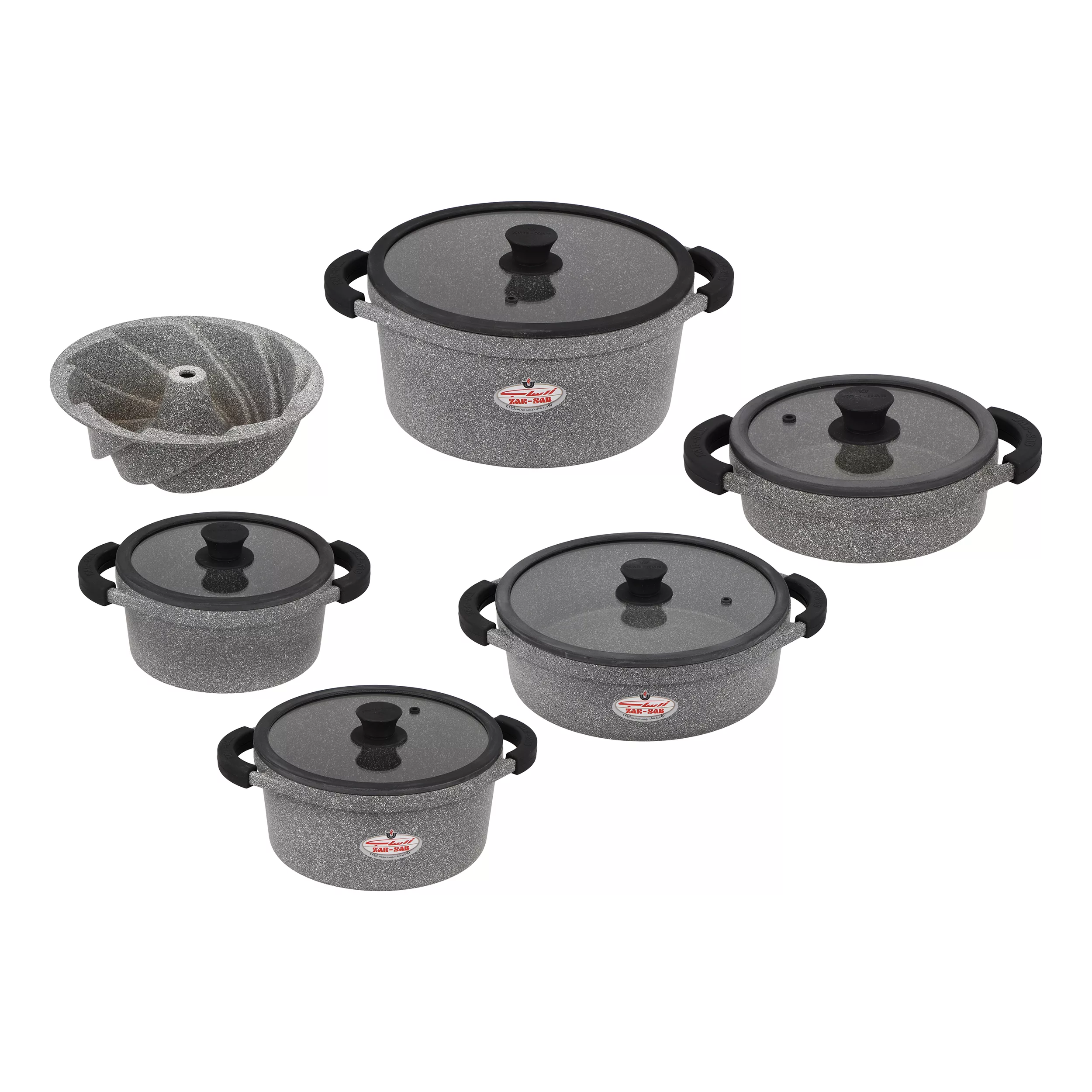 سرویس قابلمه و تابه گرانیت 11 پارچه زرساب مدل مونارک پلاس کد MP8500