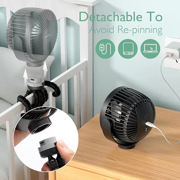 پنکه شارژی گیره ای مام کوزی مدل PF01 ظرفیت 8000 میلی آمپر ساعت