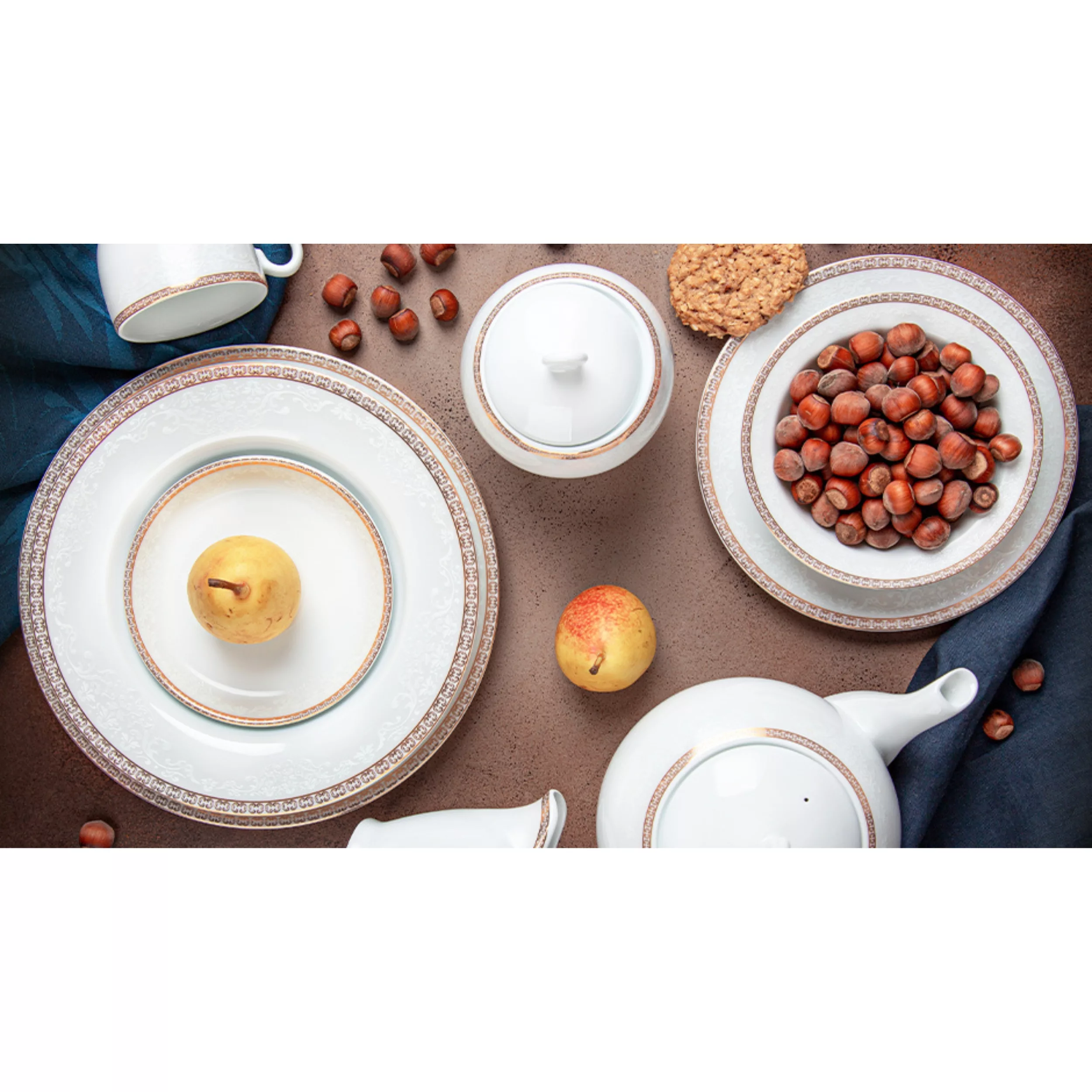 سرویس غذاخوری 102 پارچه 12 نفر چینی زرین ایران مدل ایتالیا اف ریوا درجه عالی