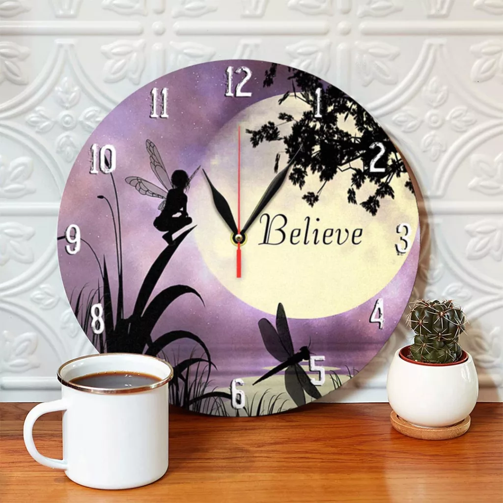 ساعت دیواری طرح پری و ماه و سنجاقک کد 1271