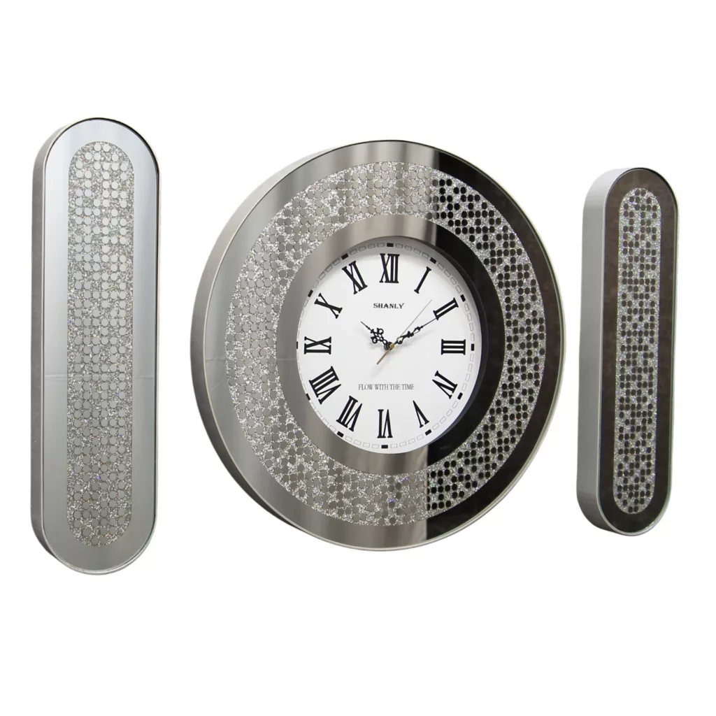 ساعت دیواری سانلی کد 1302 S به همراه تابلو آینه ای
