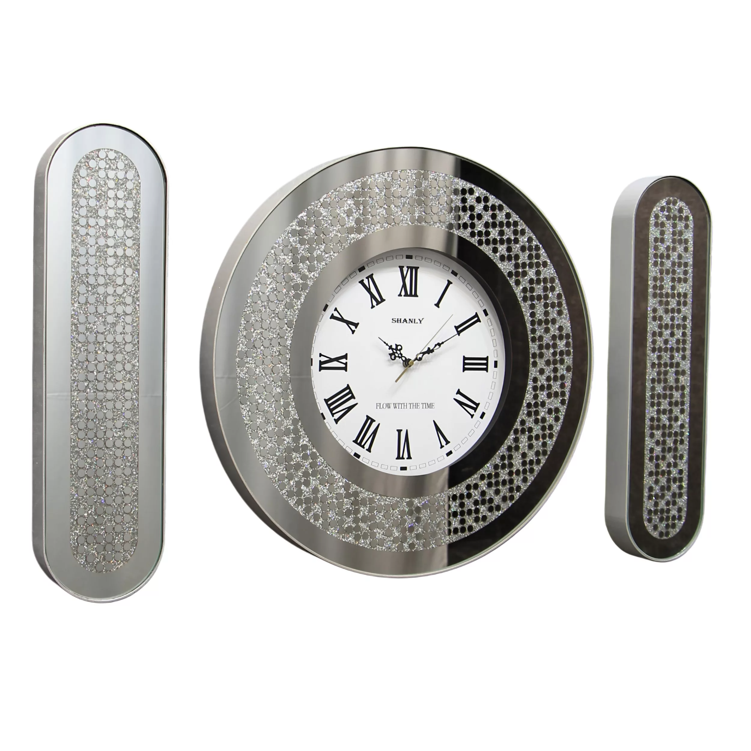 ساعت دیواری سانلی کد 1302 S به همراه تابلو آینه ای