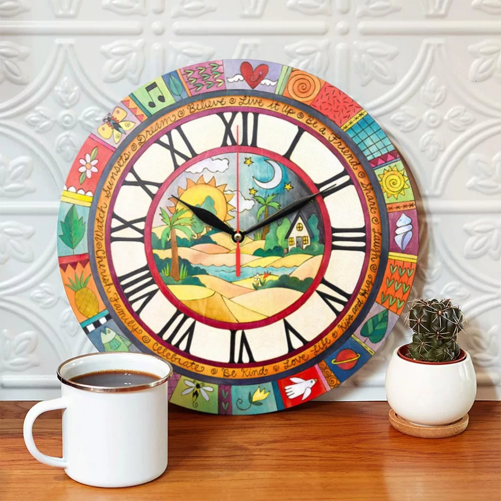 ساعت دیواری طرح نقاشی منظره رنگارنگ کد 1395