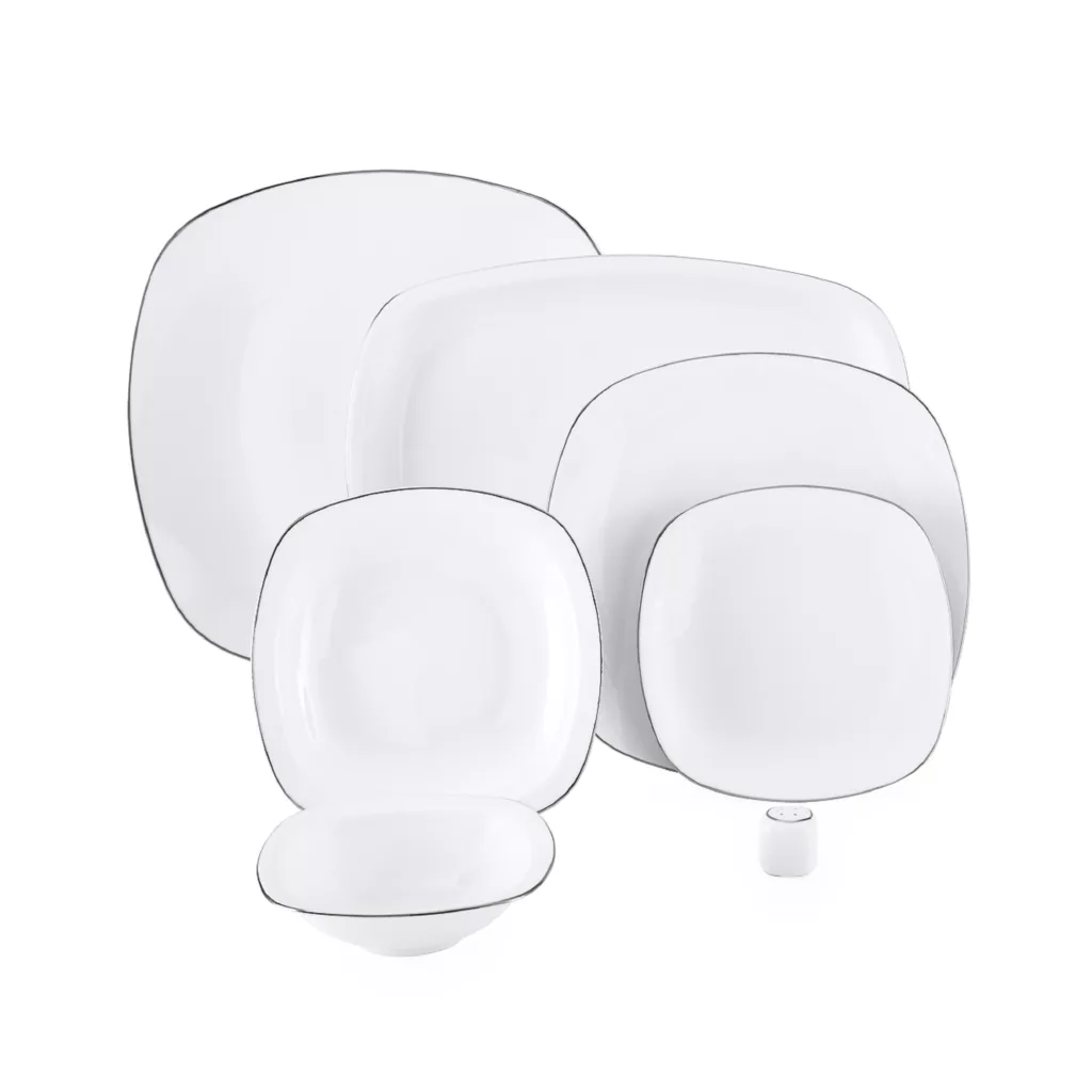 سرویس 27 پارچه غذاخوری چینی زرین ایران سری کواترو مدل سمن درجه یک