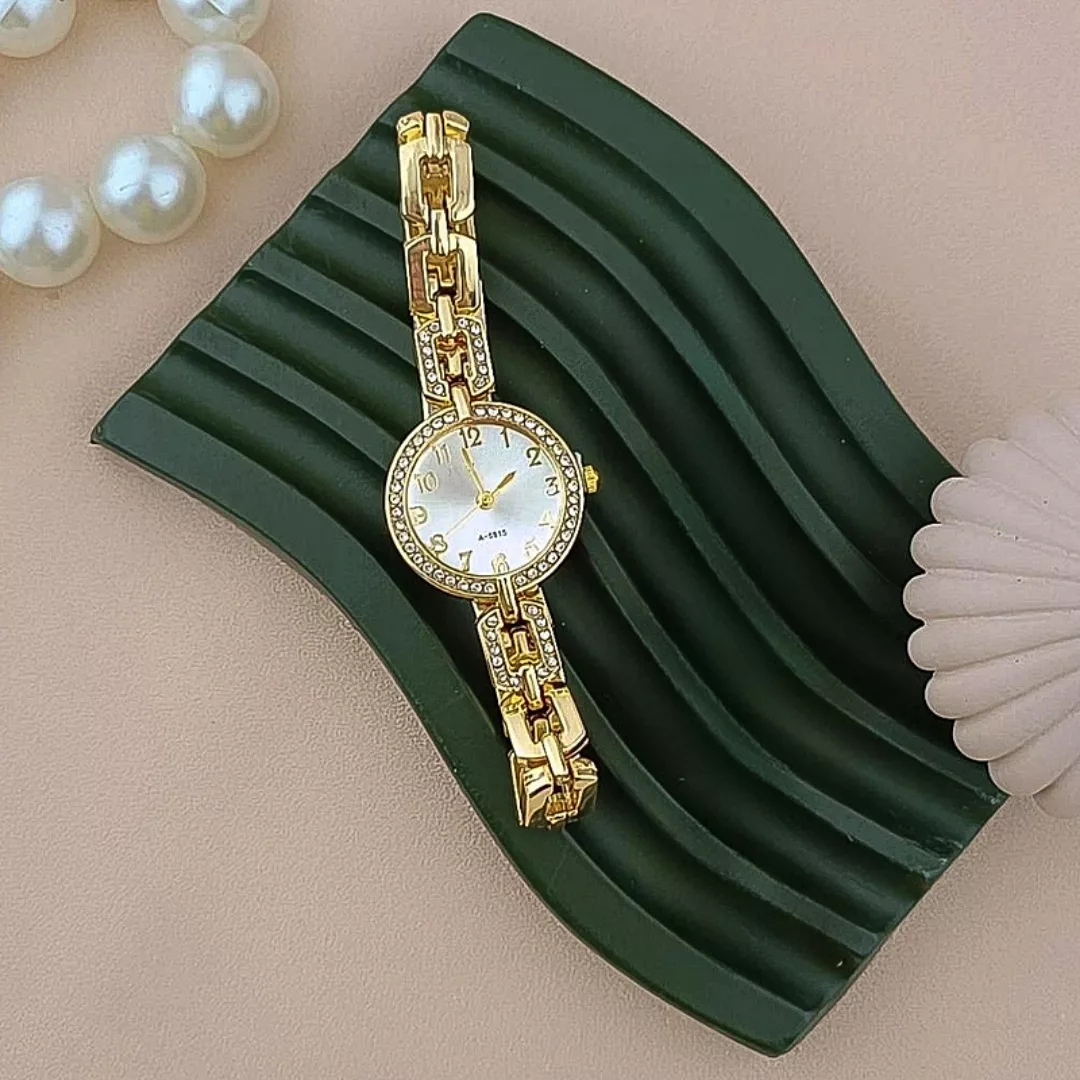 ساعت مچی عقربه‌ای کوارتز زنانه مدل لوکس بند دستبندی کد ۱.۲